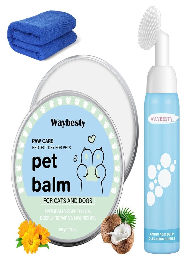 Waybesty Dog Paw Care Kit-Lick Safe Dog Paw Balm & Nose Balm with Coconut Oil, Dog Paw Cleaner & Towel | All-Natural Moisturizer for Dry, Cracked Pads & Snout | Winter Protection Against Salt & Cold Pavement - Image 1
